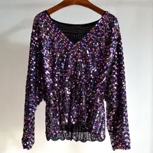 Корейский Tumblr настоящий Обычный полный полиэстер хлопок с блестками сплошной стиль женские Блестки шифон v-образные вырезы