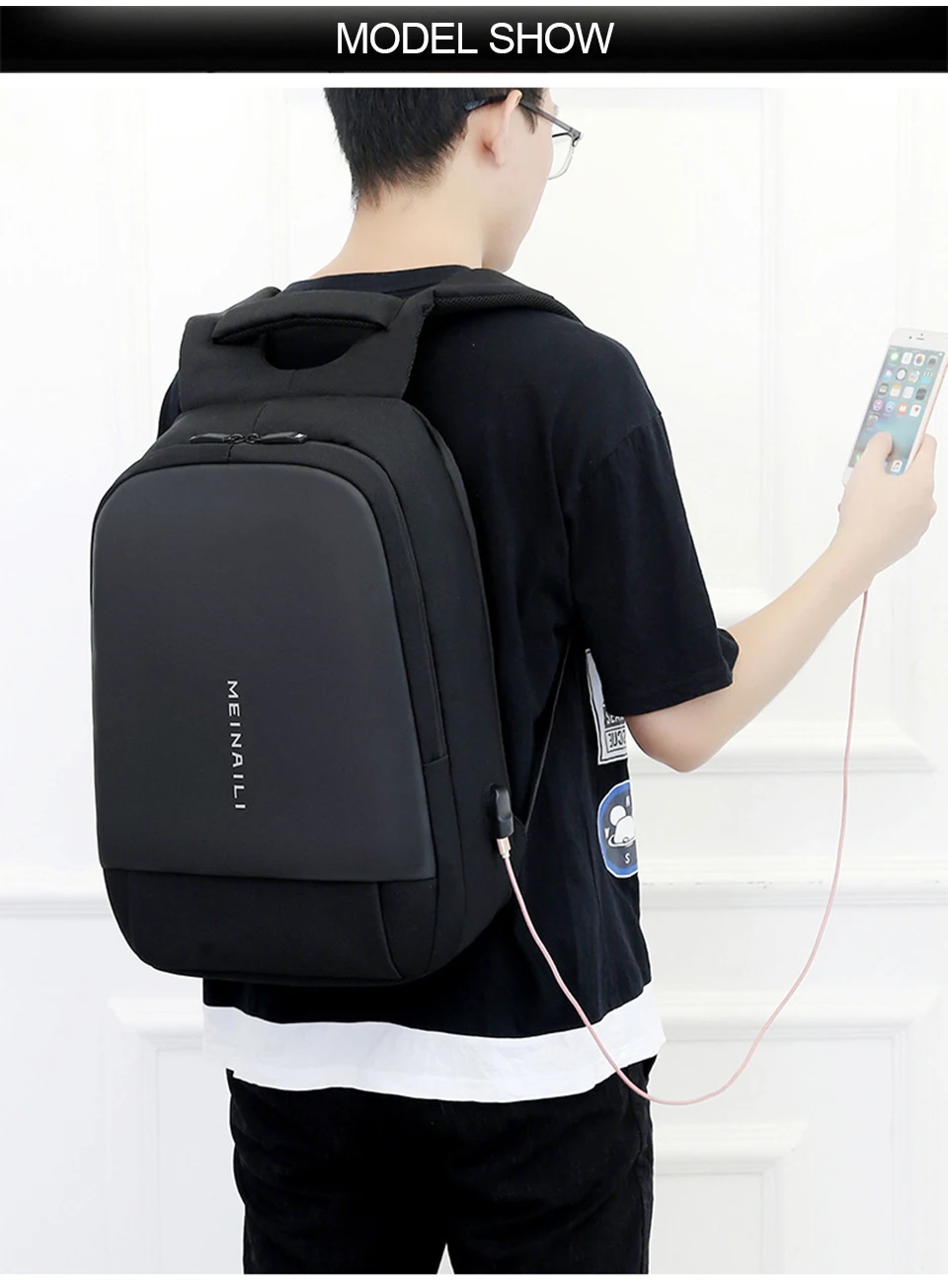 7 Laptop Backpack Anti-theft Backpacks USB Charging Bagpack Waterproof Travel Men Back Pack Large Capacity Luggage School Bag Pack