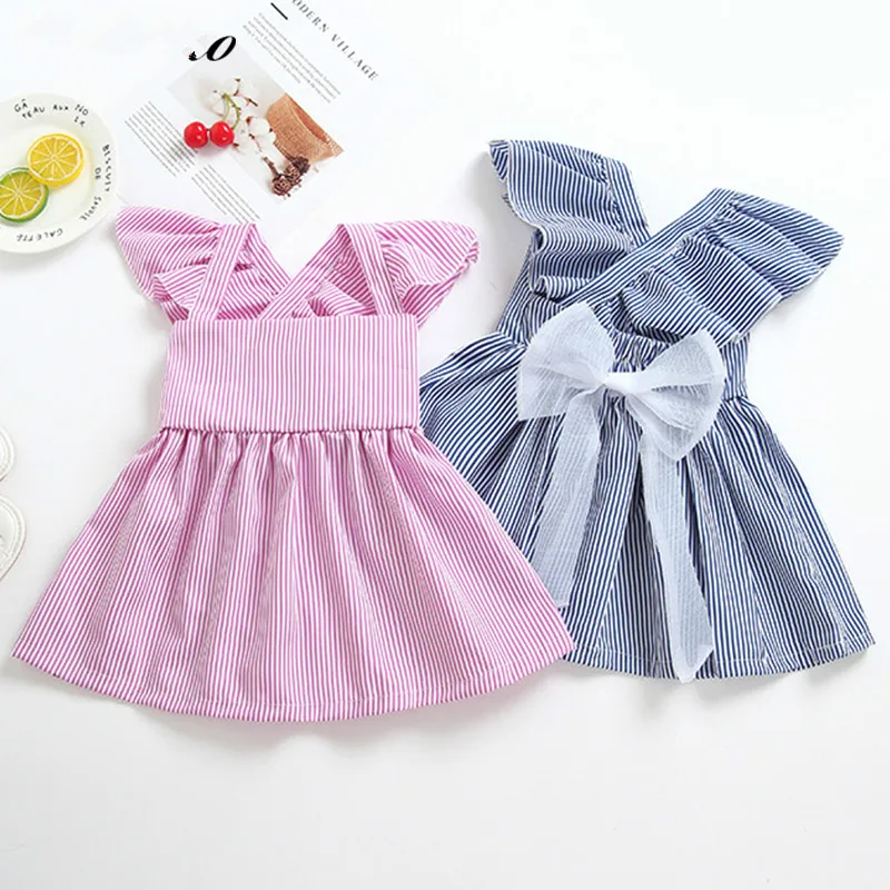

Melario Girls Dresses Sweet Bow High Waist Princess Costume Summer Stripe Kids Clothes Baby Princess Dress Clothes 1-5 Years