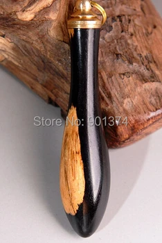 

cherished unique ebony Snuff Vial w/ brass Spoon Top with metal mouth ,case ,Hookah-free shipping