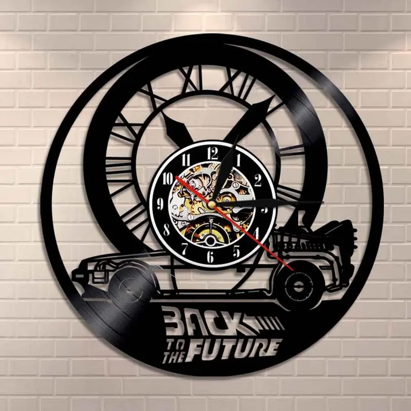 

Free shipping 2019 new Music Vinyl retro nostalgia Back to the Future return to 1 in the Future Wall Clock