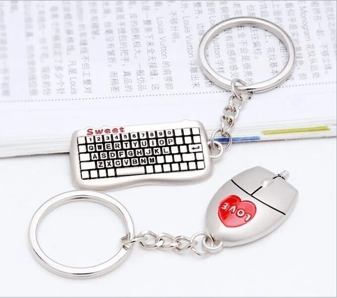 1 пара модные металлический брелок Брелок Клавиатура Мышь Форма пары подарок