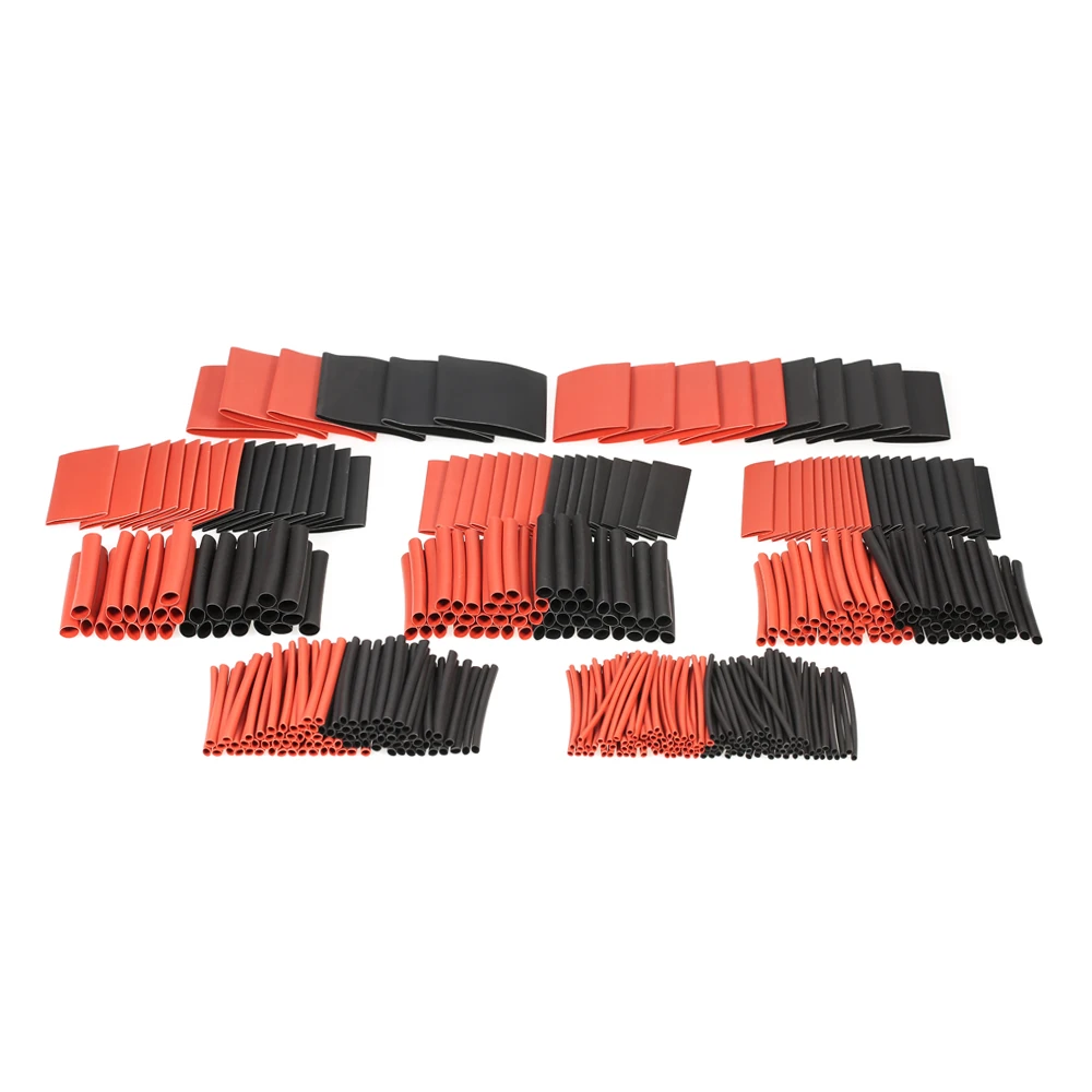 428pcs Black Red Shrinkable Tube Polyolefin Halogen Free Heat Shrink