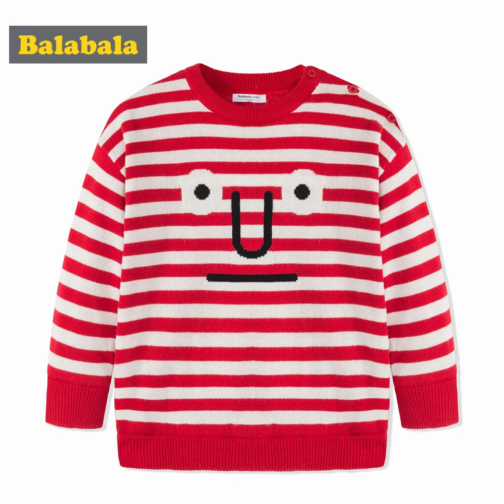 

balabala Children Sweater For Boys Autumn Winter Boys Line Clothing Plus Velvet Boy Sweater Knitting Cute Warm Kids Sweaters