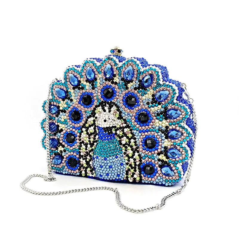 

Ladies purses Bridal wedding party women evening party bag diamonds animal peacock good quality clutches crystal purses