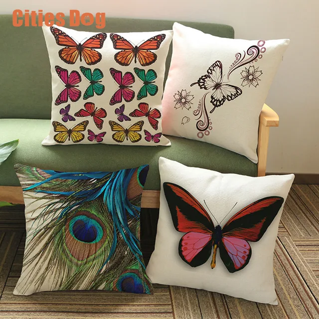 Butterfly Peacock Feathers Printing Cotton Linen Pillowcase Impressive How To Use Decorative Pillows Butterfly Peacock Feathers Printing Cotton Linen Pillowcase Impressive How To Use Decorative Pillows