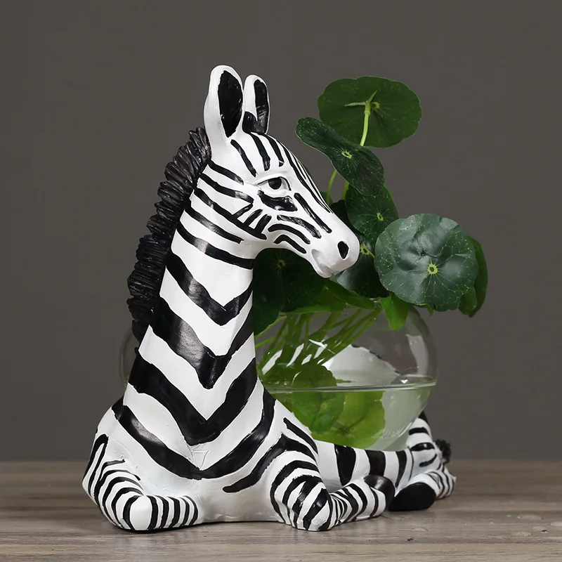 Модная прозрачная стеклянная ваза, креативная аквариумная индивидуальная гидропонная ваза для цветов, ваза из смолы с жирафом, аквариумная ваза для цветов для дома