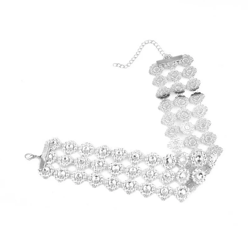 Сексуальные камни со стразами полые ожерелье в виде цветка ожерелье очаровательные женские Многослойные воротники ожерелье s ювелирные изделия в стиле "Бохо"