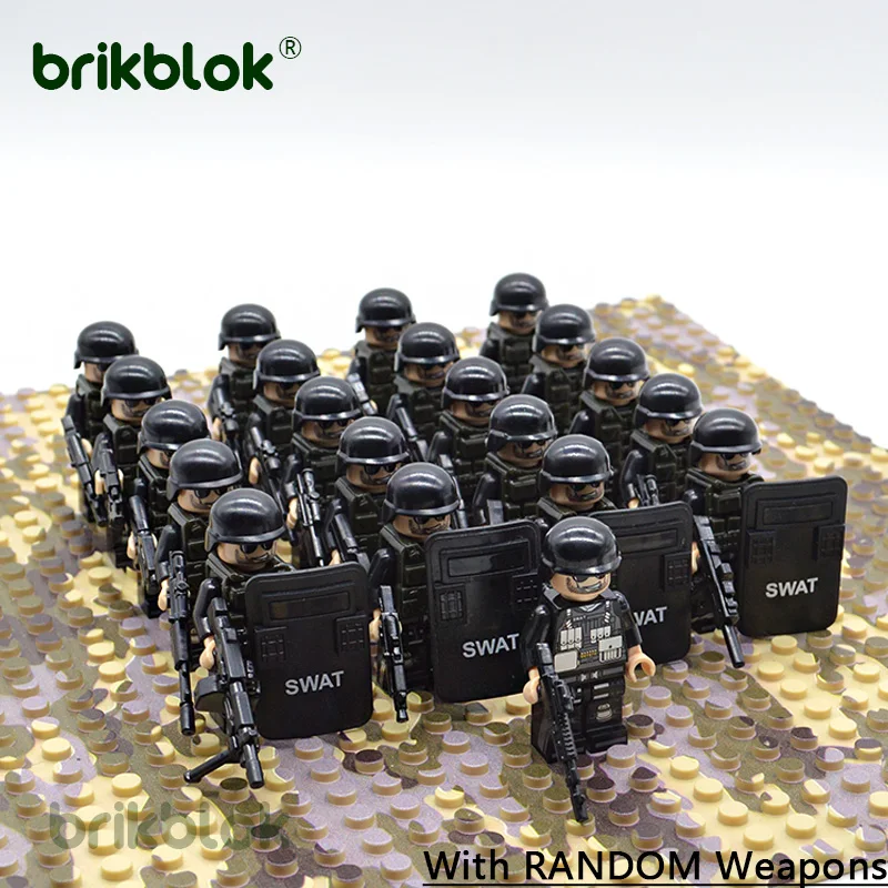 

21PCs Lot SWAT Military Block sets Army Soliders with random weapons Building Block toys Children gift