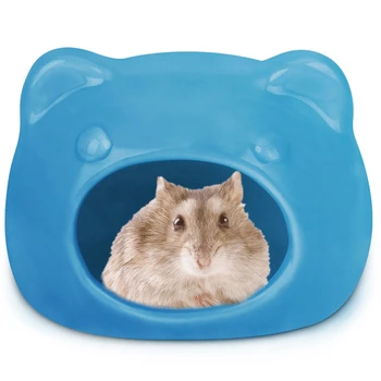 

Cute Hamsters Ceramic Nest Hamsters Cave Pet House Cat Head Shape Hideout Cag Suitable Bath House for Small Animal Pet