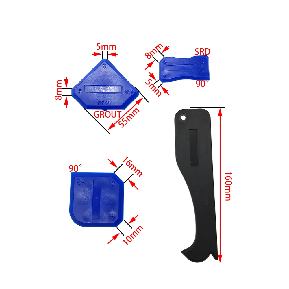 4 шт. набор инструментов для шпаклевки для идеальной отделки идеальные углы бесшовные соединения не впустую шпаклевка, силикон или Grut чистящий комплект
