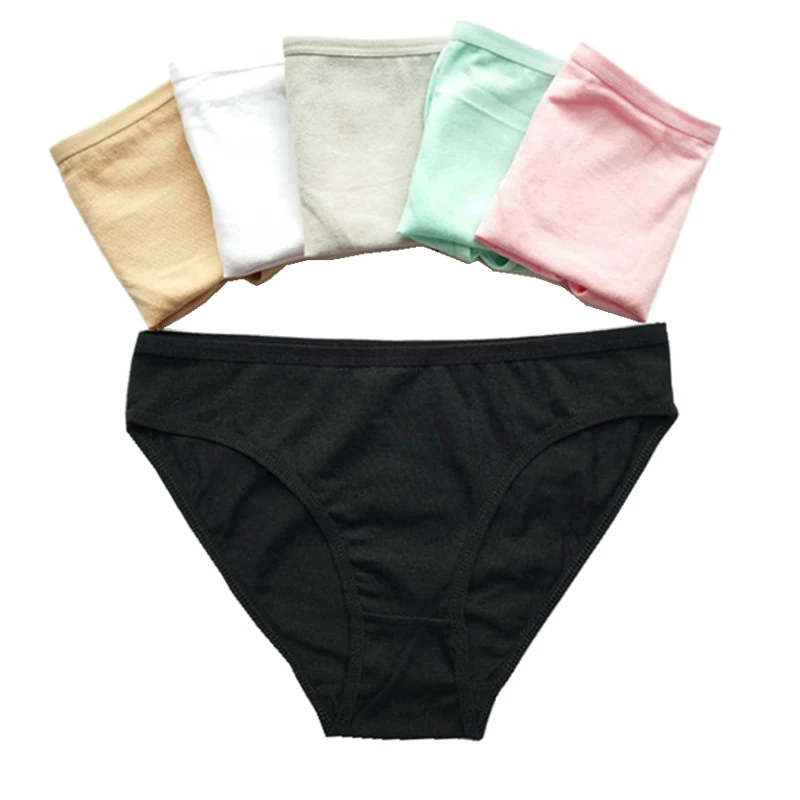 

Underwear Sexy Panties Women Cotton Briefs Solid Low Rise Girls Ladies Knickers Intimates for Women (5 pcs/lot)