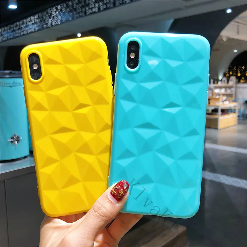 3D чехол с алмазной текстурой для iPhone 6 6s 7 8 Plus X XR XS max, мягкий чехол для телефона для iPhone 7, прозрачный чехол Ультратонкий чехол