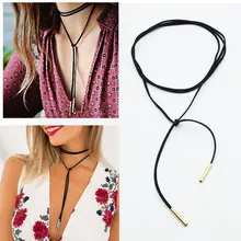 ZOEBER Bowknot Women Black leather brown Necklace Velvet Long choker Necklace Tube Suede Accessories Collier for women femme