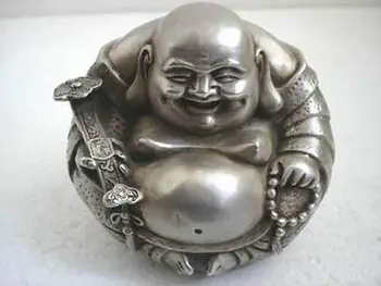 

Elaborate Tibet Silver "happy "Buddha Statue
