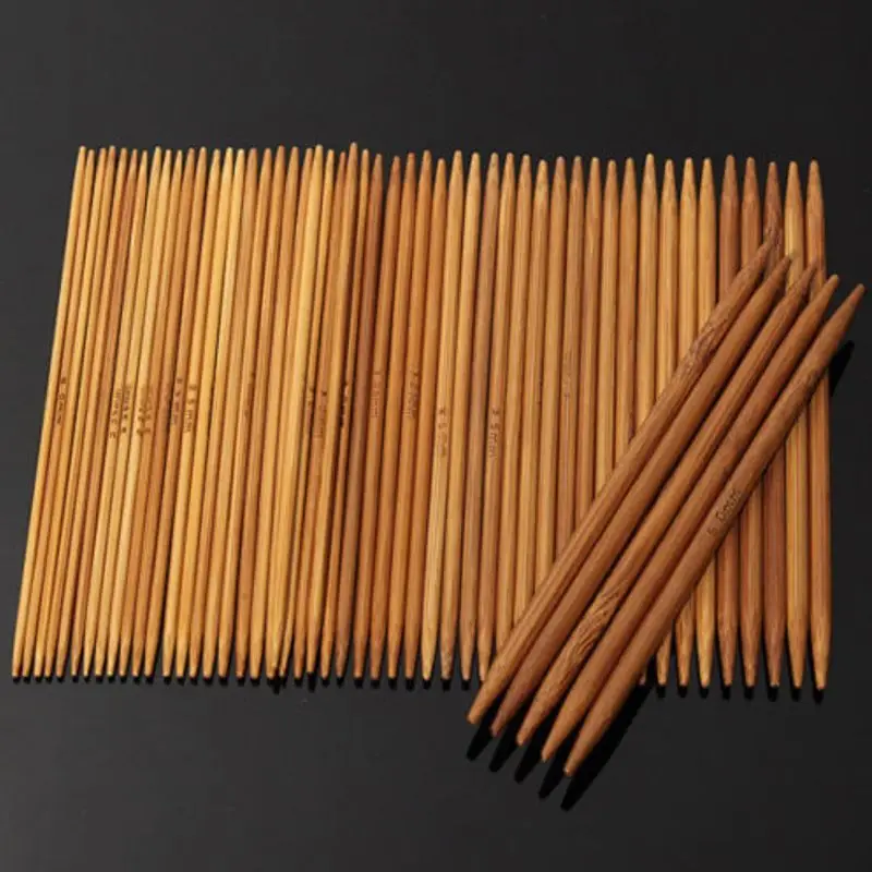 

55* 13cm/5" 11Sizes Double Pointed Carbonized Bamboo Knitting Needles Crocheting