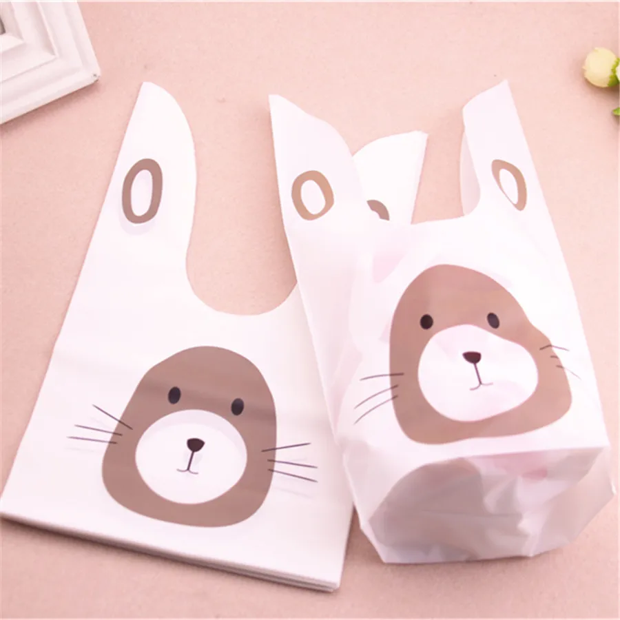 Wholesale 50pcs/lot Cute Plastic Candy Packing For Balloons Birthday Lovely Rabbit Ear Soap Packaging Christmas Candy Bags