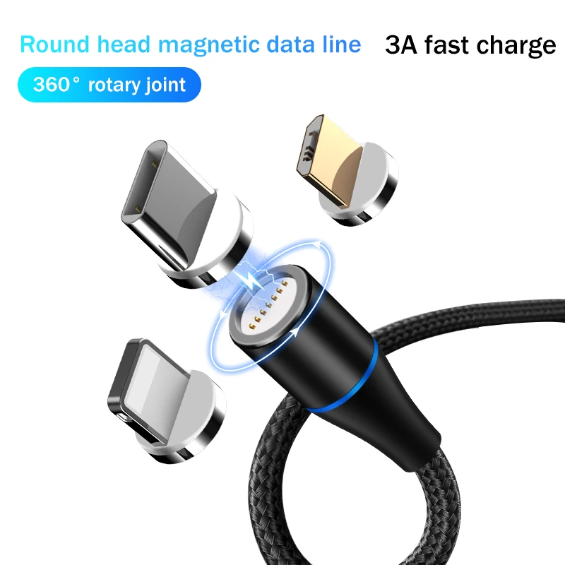 Магнитный кабель type C Micro USB 8 Pin Магнитный usb кабель для зарядки для Iphone X 7 8 Xs Max samsung S9 huawei P20 Шнур зарядное устройство