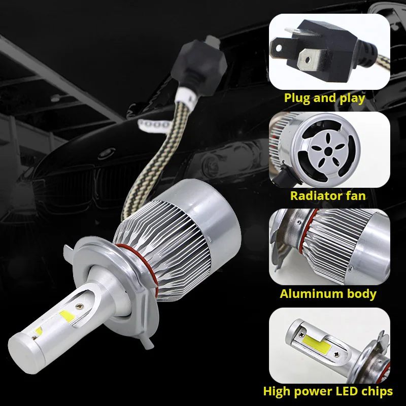 Светодиодный светильник Edis 72 Вт 7600LM H4 HB2 9003 COB|led headlight kit|h4 hb2 9003headlight kit |