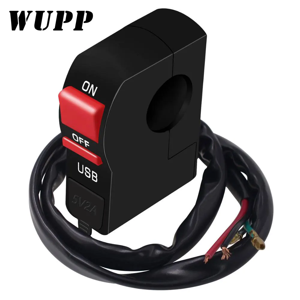 

Electric Vehicle Motorcycle Modified Switch Headlight Spotlight Universal Handlebar Multi-function With Moto USB Charger 5V 2A