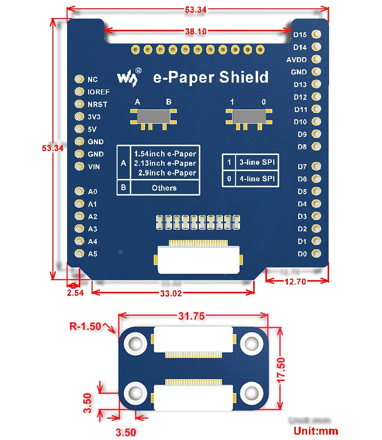 e-Paper-Shield-size