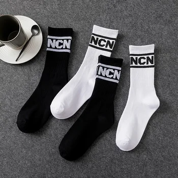 

IMINCN 1Pair Design Brand New Young People Hiphop rainbow gay lgbt Cotton Dance Street High Fashion man boy White Sock