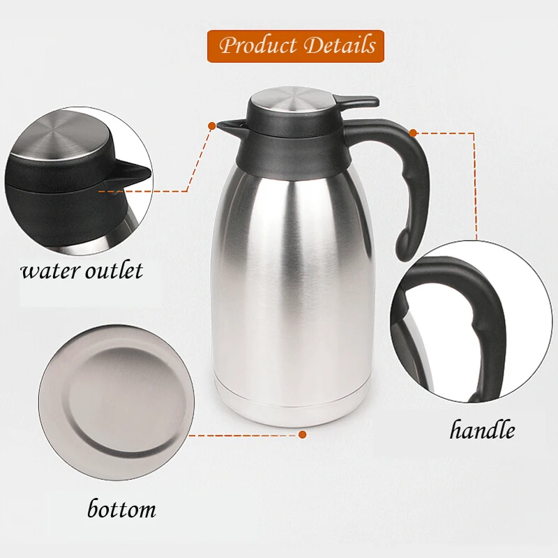 Stainless Steel + Plastic Vacuum Flasks 1L/1.5L/2L Vacuum Jug Water Kettle Keep Water Warm