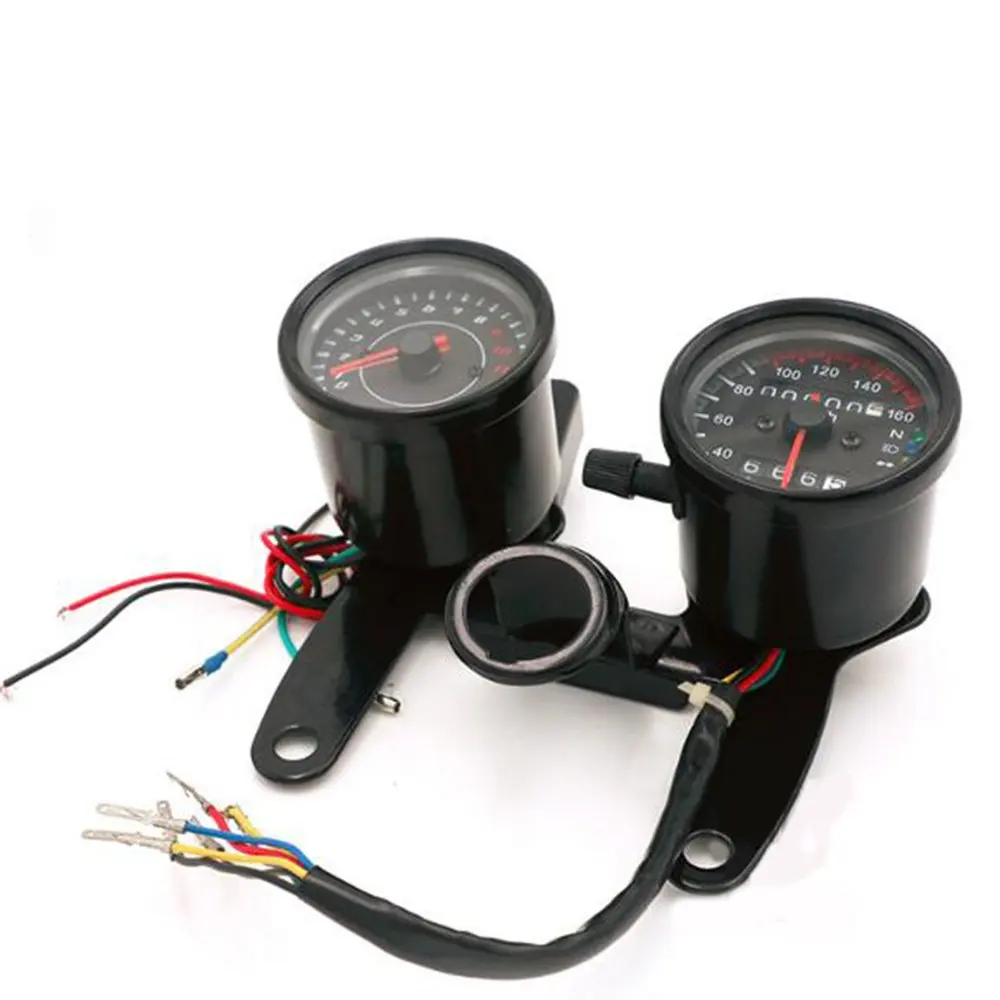 

Universal Black Motorcycle Tachometer Odometer Speedometer LED Gauge