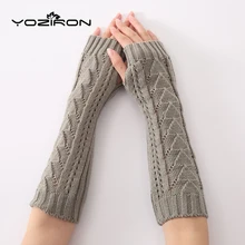 YOZIRON модные треугольные полые длинные женские зимние перчатки для взрослых Твердые Трикотажные Руки Теплые локоть зимние варежки без пальцев перчатки