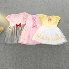 Дисней Принцесса летняя хлопковая детская одежда платье для девочек бальное платье для малышей Аврора canonicals костюм для выступлений замороженные