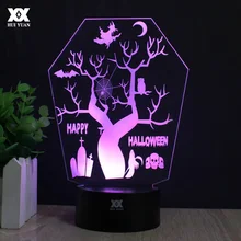 Хэллоуин Дерево ночью 3D лампа светодиодный пульт дистанционного управления ночник USB декоративная настольная лампа интересный подарок Хуэй Юань бренд