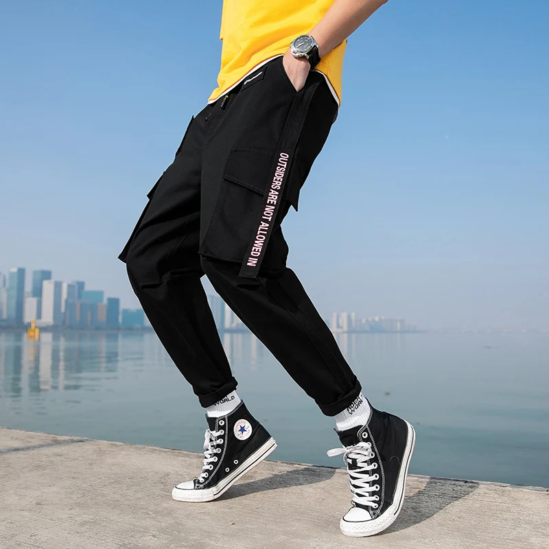 

2019 new fashion Men's Cotton Cargo Pants Male Trousers Men Solid Multi-pocket Pants Sweatpants Joggers