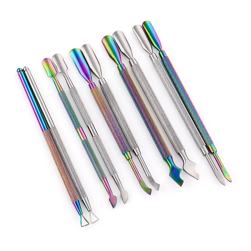 

Rosalind Double Sided Chameleon Rainbow Nail Cuticle Pusher Clipper Scissor Nipper Tweezer Picker Steel Manicure Nail Art Tool