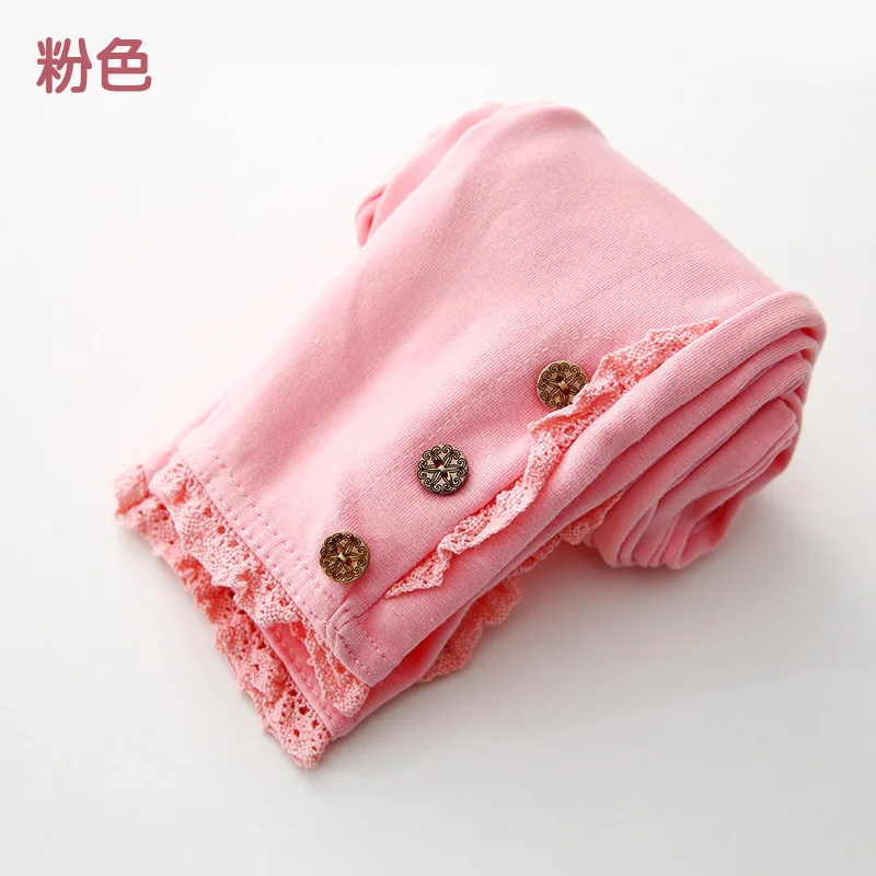 Корейские леггинсы ярких цветов с 3 пуговицами для девочек весенне-летняя детская одежда хлопковые брюки для малышей штаны для танцев - Цвет: pink