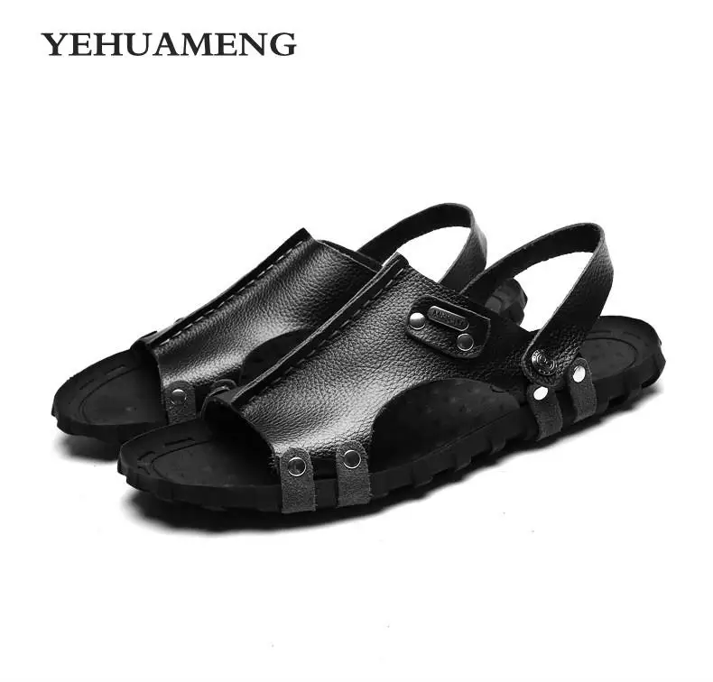 100% натуральная кожа мужские shoes2018 новые летние Удобная одежда Нескользящие