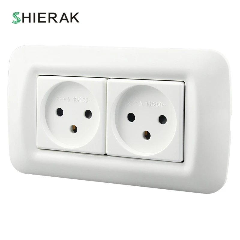 SHIERAK Dual Israel Standard Power Socket Israel Type Wall Socket 16A 250V 140*80mmin