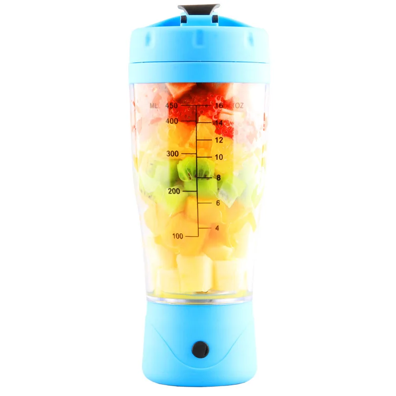 500ML USB Rechargeable Protein Shaker Bottle Portable Fruit Juicer Blender Plastic Water Bottle
