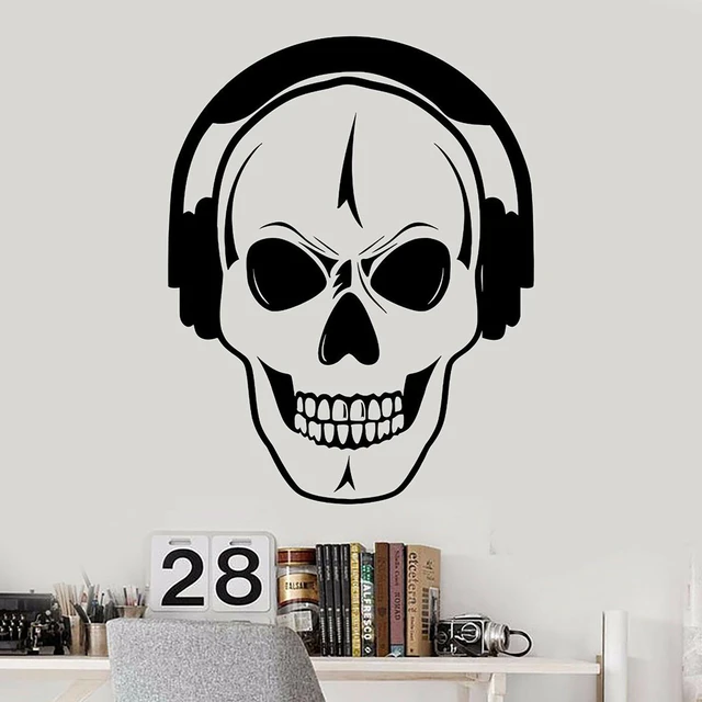 Headphones Vinyl Wall Decal Sticker Urban Music Large Size. (#643 Black  Color)