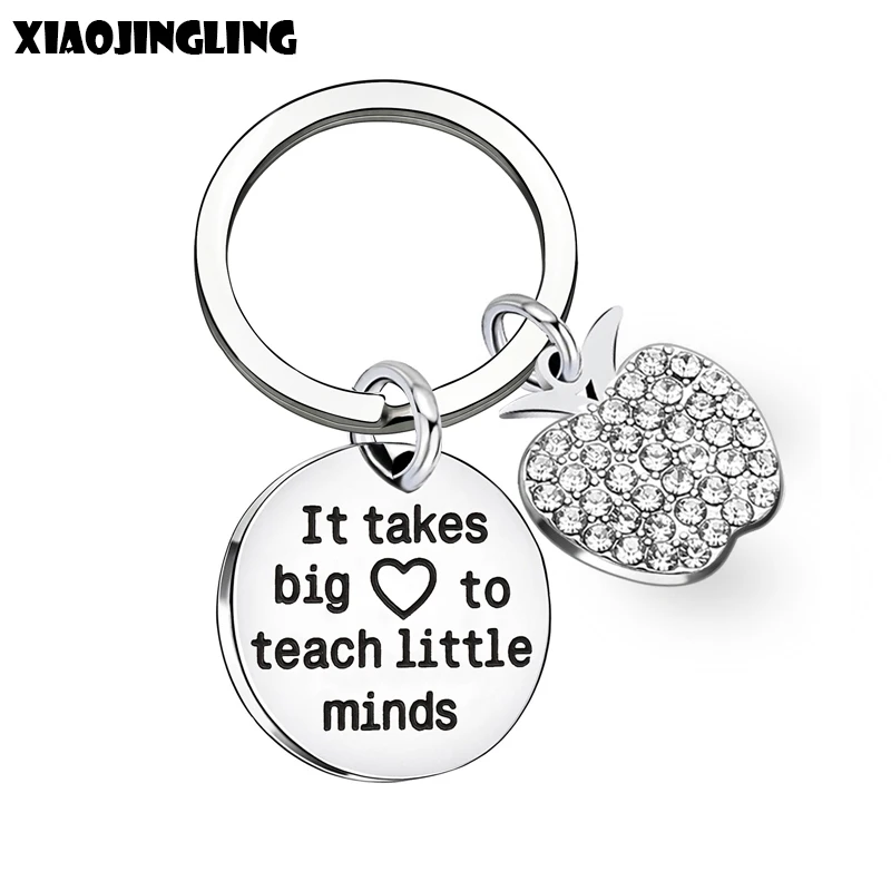 

XIAOJINGLING Crystal Rhinestone Keychain Keyfob Stainless Steel Lettering Teachers Jewelry Chain Keychain It Takes Big Heart