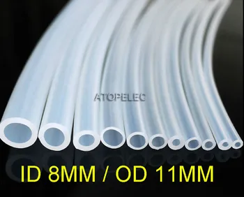

8*11 Flexible Soft Food Grade Silicone Hose Tube Pipe ID_8mm OD_11mm Transparent Clear 180Deg.C