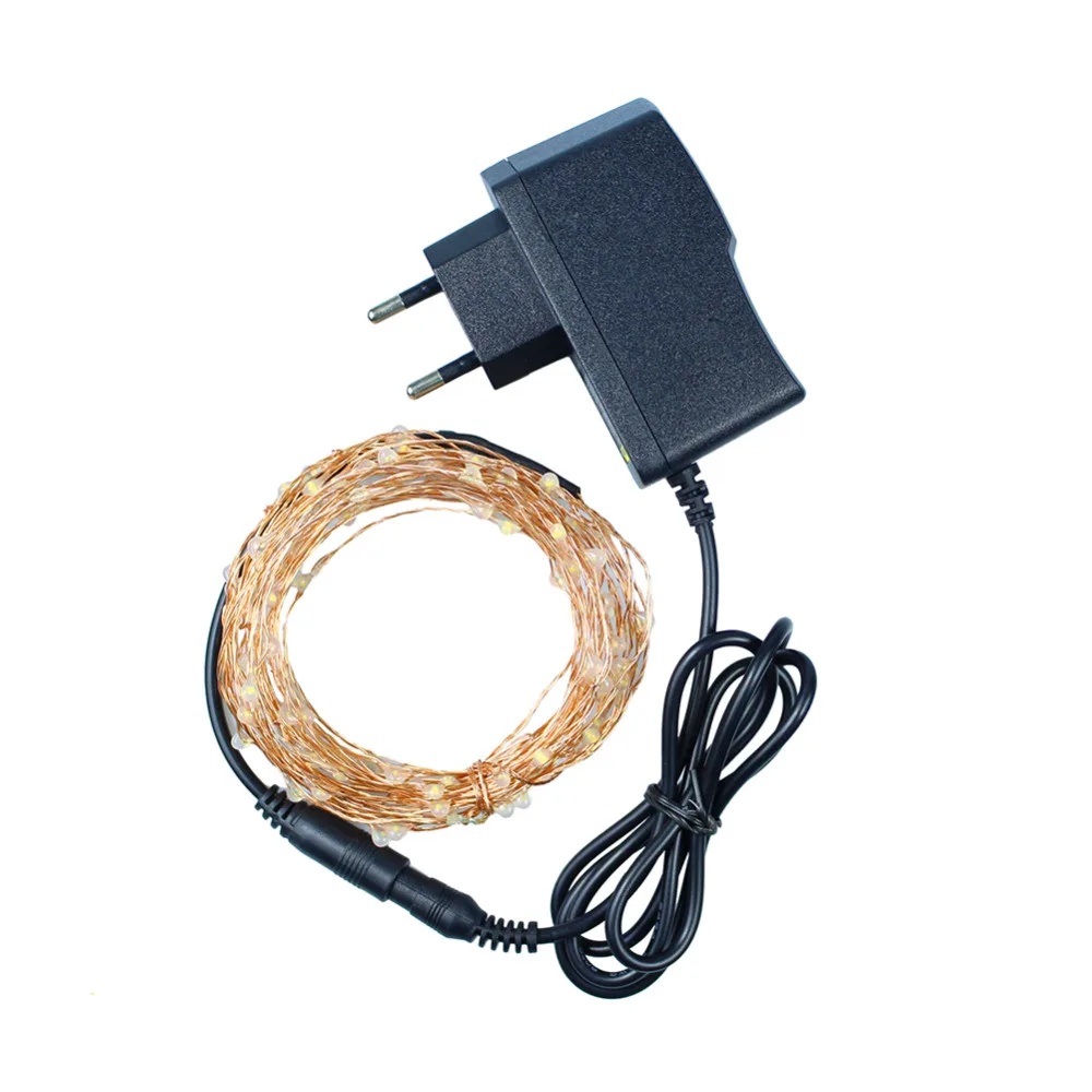 

10m 100 LED Copper Wires Led Fairy string Lights Chrismas Holiday Decoration String Lights+12V1A Adapter (EU,UK,US,AU Plug)