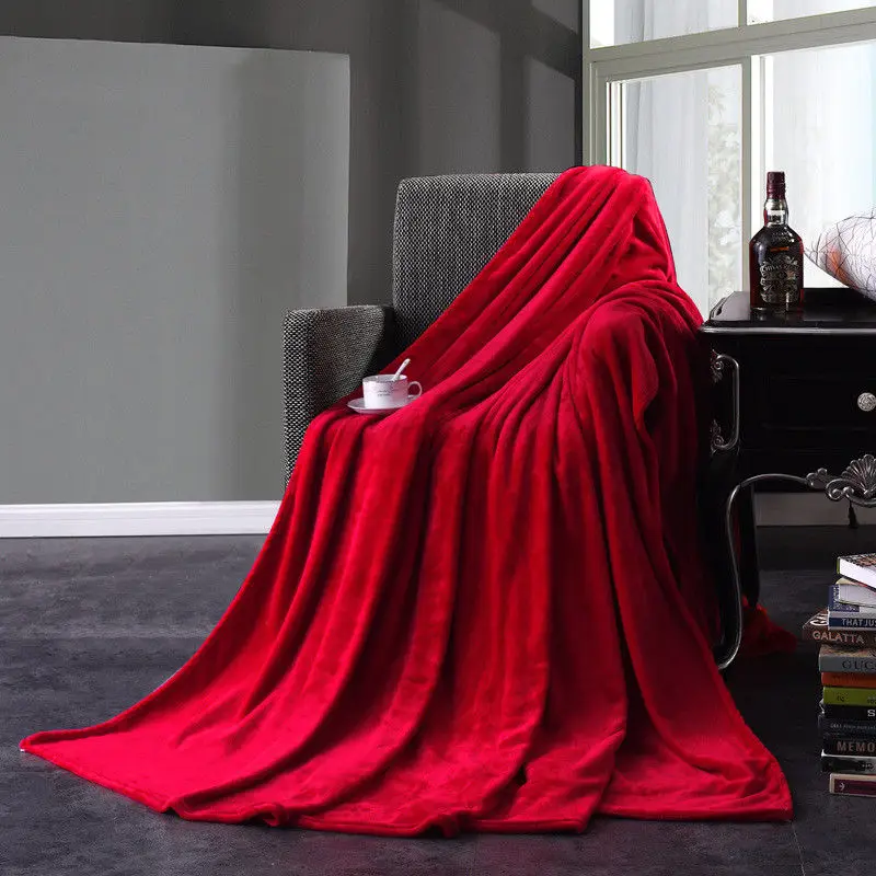 Новинка 200*230 см маленькое ультрамягкое одеяло теплое плотное теплое микроплюшевый флисовое покрывало для одеяла ковер диван-кровать для домашнего офиса - Цвет: Красный