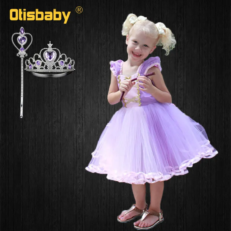 

Baby Girls Cosplay Belle Princess Dress Girls Beauty and the Beast Party Clothing Magic Stick Crown Children Christmas Costume