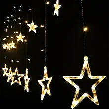 2,5 м Рождественские огни AC220V Романтический Фея Звезда светодиодный Шторы Строка Освещение для праздника Свадебный венок вечерние украшения