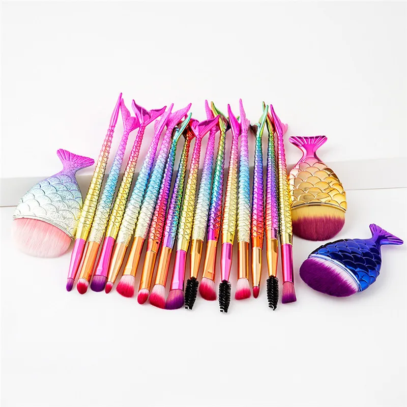 New Qualified 6PCS Mermaid Brush Set Foundation Eyeshadow Brushes Makeup Brushes Beauty 5U1101