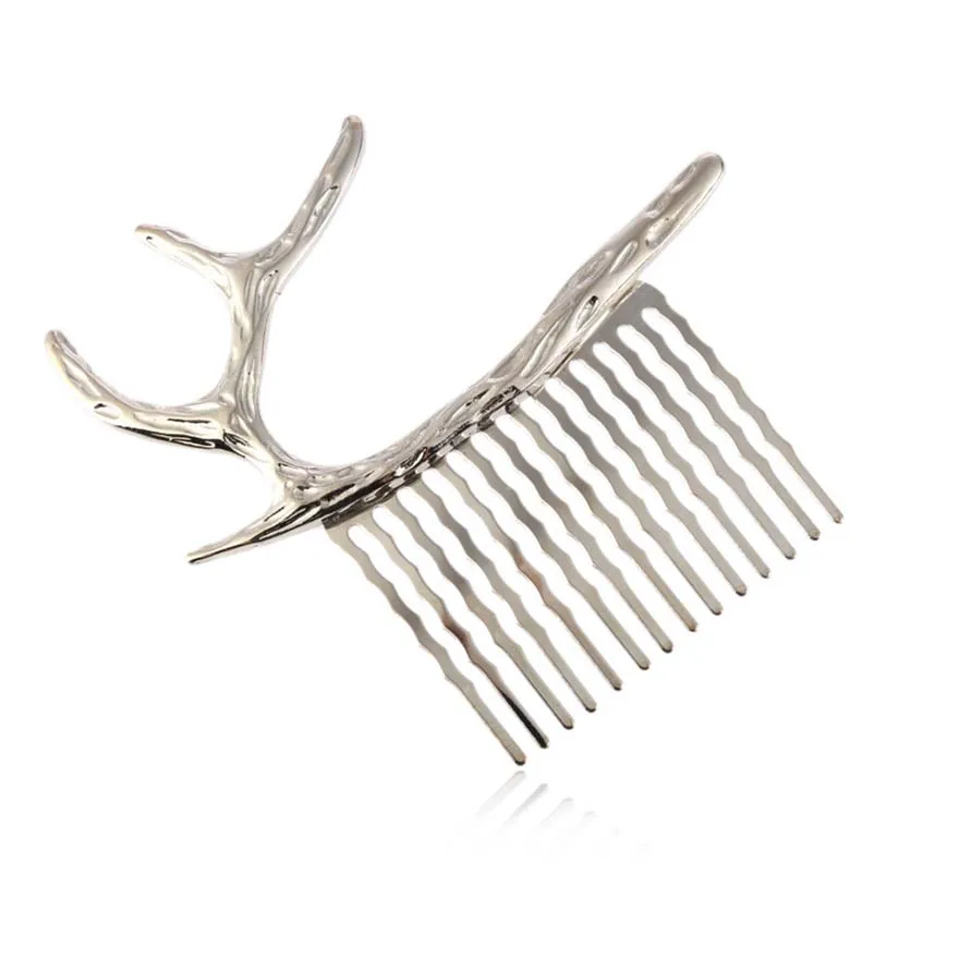 Molans модные гладкие золотые серебряные расчески для волос с оленьими рогами, заколки для волос, индивидуальные Простые Изогнутые женские заколки для волос, заколки для волос - Цвет: Silver  Deer