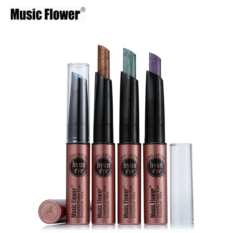 Music Flower Shimmer Glitter Eye тени-карандаш 12 Красочные долговечные Глаза Карандаш для макияжа пигментированные тени для век Косметическая ручка