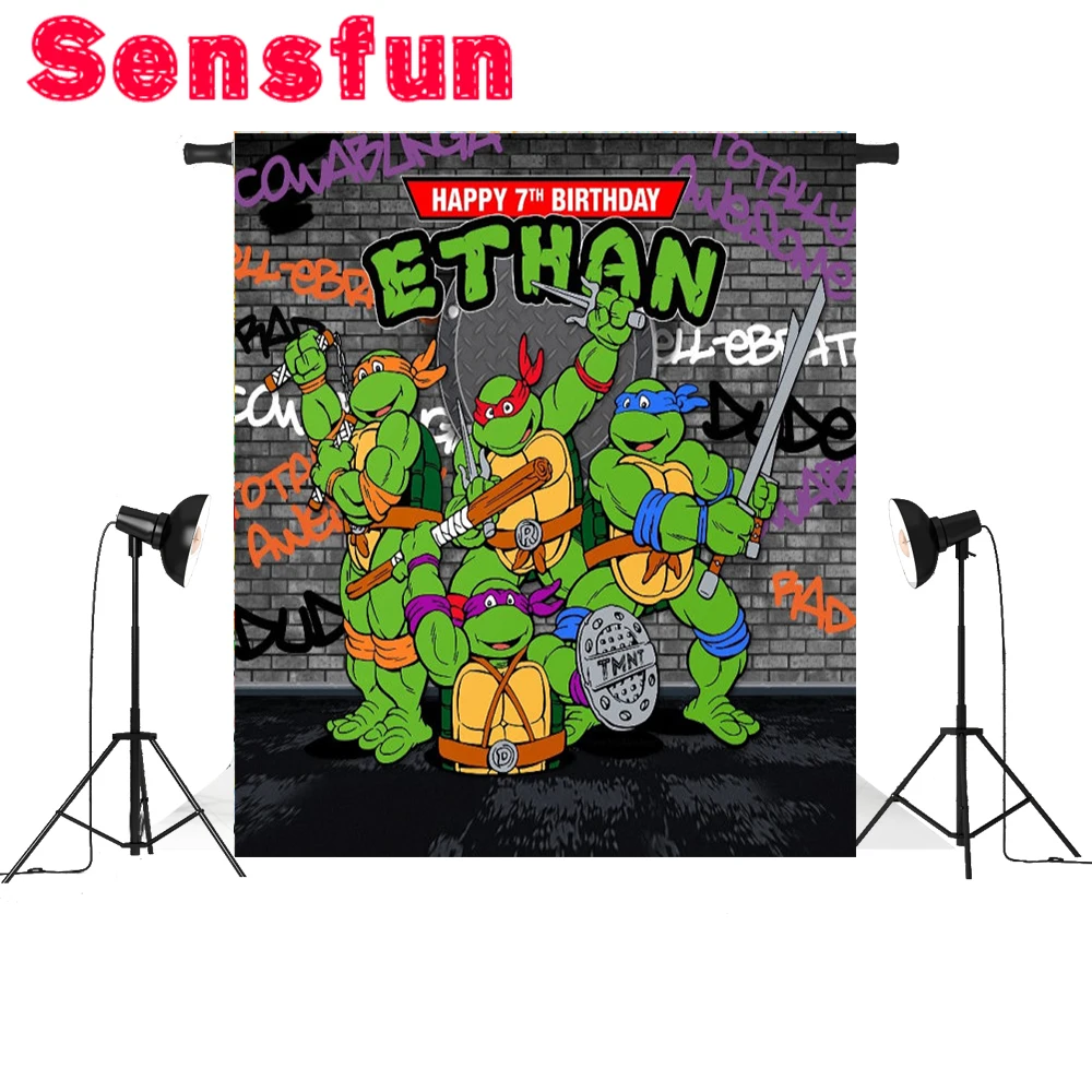 

Cartoon Teenage Mutant Ninja Turtles Themed Children Birthday Custom Photo Studio Background photography Backdrop 5x3ft