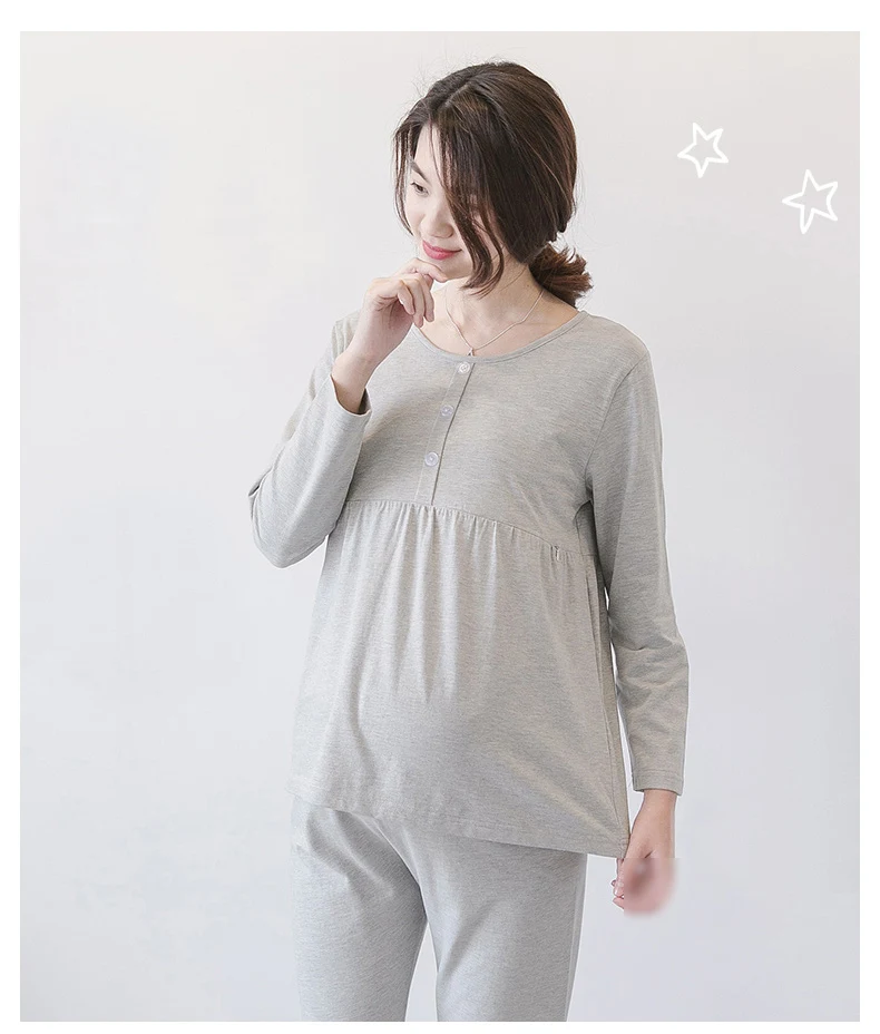 Для беременных ночное грудного Вскармливания Пижамы для беременных Ночное Хлопок Мягкий материнства пижамы Уход Пижама домашняя одежда