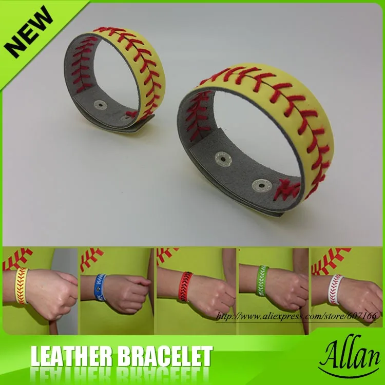 leather softball baseball bracelet,softball baseball wristbandin Chain